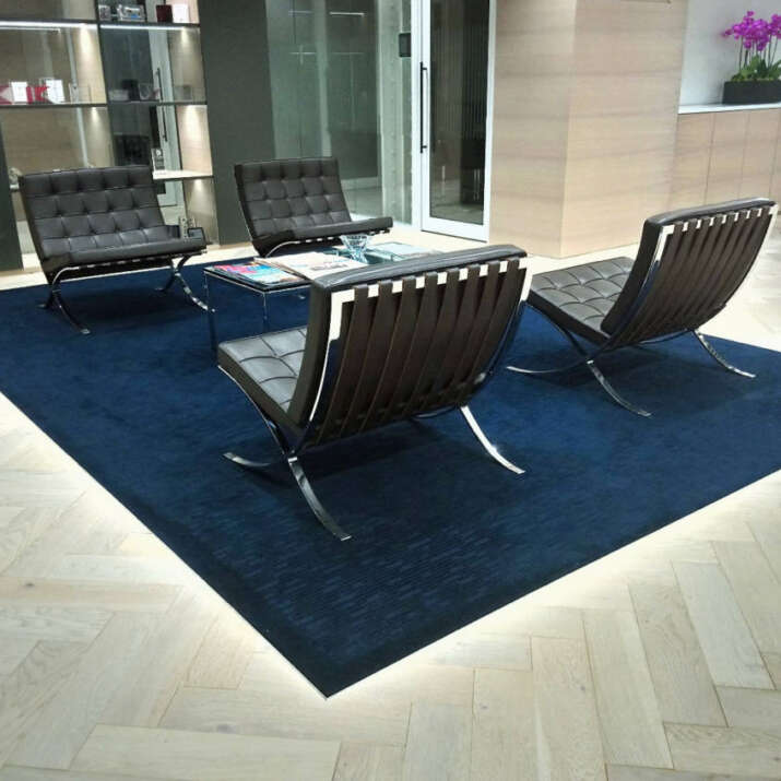 Inset Hand Tufted Rugs Office Reception Area