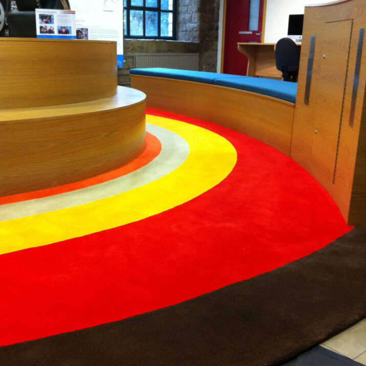 The finished rug echoed the newly fitted circular lighting as well as the new interior colour scheme.