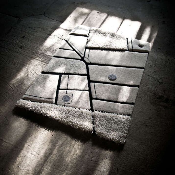 Andrew Warburton Designed Grid Wall Hanging Pure Wool Sculpted Carved